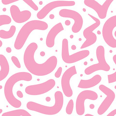 Fun seamless pattern with pink fabric. Creative abstract style of art lantern for kids or trendy design with basic shapes.