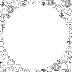 Japanese sweets decorative frame in vector