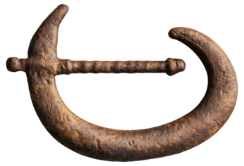 PNG Ancient rusted sickle-shaped object