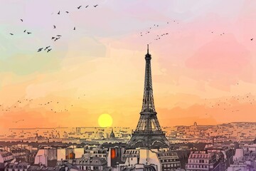 Dreamy paris city transportation architecture.