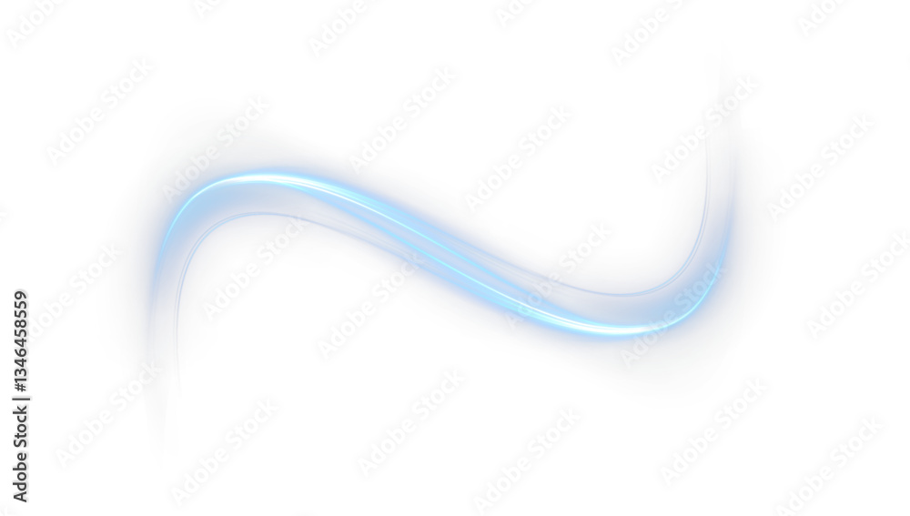 Aufkleber elegant swirling wave of glowing blue light and particles. a dynamic neon twirl with sparkles, flare
