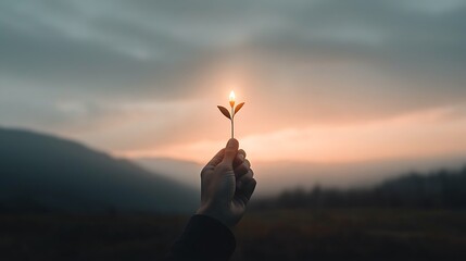 Burning sprout sunset mountains.