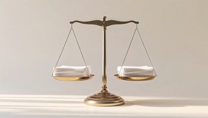 A set of scales balances two stacks of papers, symbolizing the weight of human resources and hiring decisions