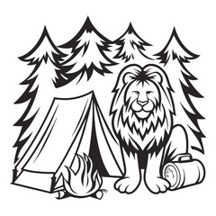Obraz premium a Camping Lion vector