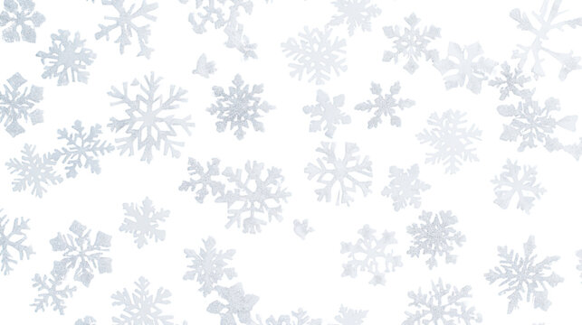 Falling snowflakes pattern on transparent background for winter design