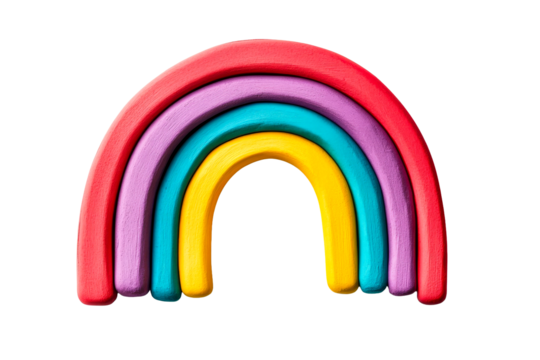 Colorful rainbow made of clay on a clear background