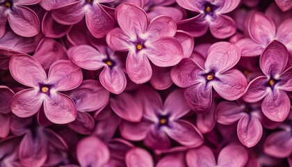 Fototapeta premium Close-Up, Purple Lilac Flowers in Bloom, Floral Texture Background for Spring or Summer Designs
