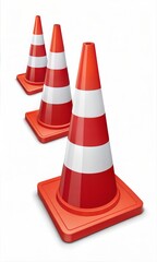 Asset Red Traffic Cones Icon. Safety and Warning Concept.