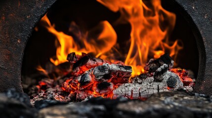 Labor Day Tribute: A Fiery Furnace in an Age-Old Factory, Symbolizing the Working Class's Struggle for Equality and Resilience