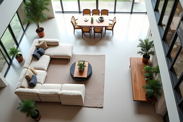 Interior  modern living room  minimalist decor in earthy tones create a warm and inviting living area cozy furniture