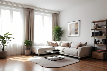Interior  modern living room  minimalist decor in earthy tones create a warm and inviting living area cozy furniture