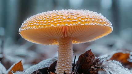 Close-up of a vibrant orange mushroom