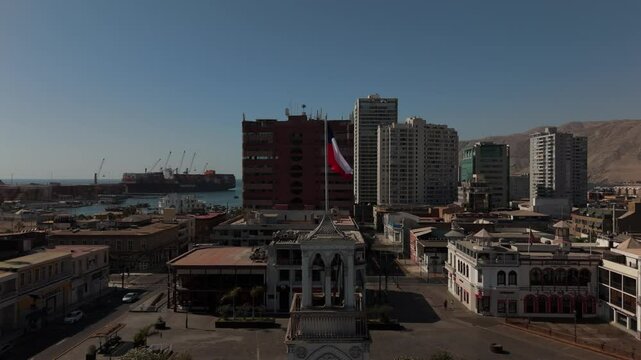 Iquique playa brava chile tarapaca cavancha day beach city chilean flag plaza de armas tower