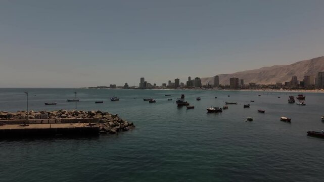 Iquique playa brava chile tarapaca cavancha day beach city panoramic view drone