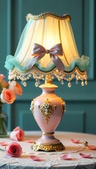 Table lamp with a candle on a table
