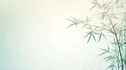 Obraz premium Green Bamboo Leaves on Soft Background with Zen Garden.