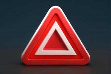 Asset 3D Red Warning Triangle Icon. Danger and Notification Symbol.