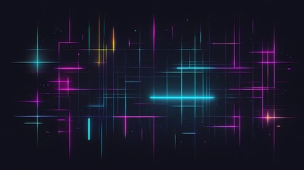 Fototapeta premium Abstract digital grid with neon highlights, tech-inspired minimalist logo background, vector format