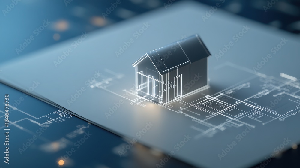 Poster ai generated blueprint of a house on a blank background