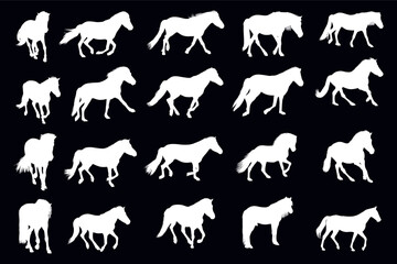 Running Horse Silhouettes. A collection of beautifully crafted horse silhouettes in motion. Ideal for equestrian designs, logo branding, and nature-related projects