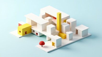 Architectural Model- Miniature Cityscape Isometric View