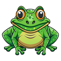green bullfrog on white background