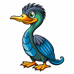 cormorant cartoon isolated on white