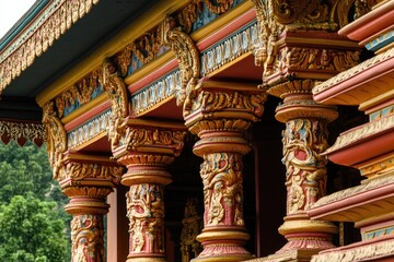 Fototapeta premium Dalada Maligawa - Temple of the Tooth in Kandy, Sri Lanka. Close-up View of Famous Religious site in Asia