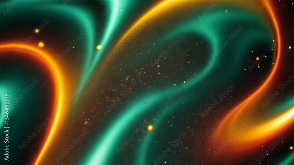 Poster a colorful swirl of light and stars. the stars are scattered throughout the image. the colors are br