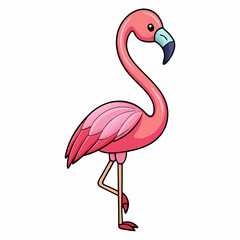 pink flamingo isolated on white