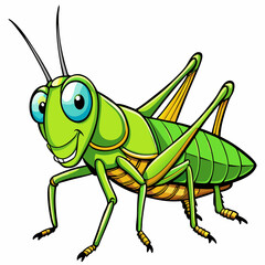 green grasshopper cartoon isolated on white