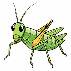 green grasshopper cartoon isolated on white