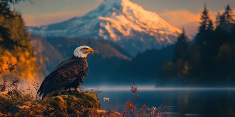Fototapeta premium Mountain Eagle Banner