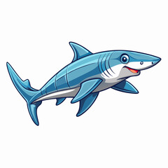 hammerhead shark cartoon isolated on white