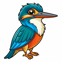 illustration of a cartoon kingfisher bird