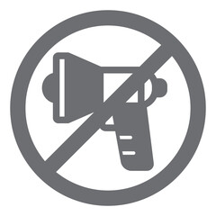 Loudspeaker speech ban solid icon, prohibited elements concept. Vector graphics. Loud speaker, sound boosting forbidden sign on white background, glyph style icon for mobile or web design.