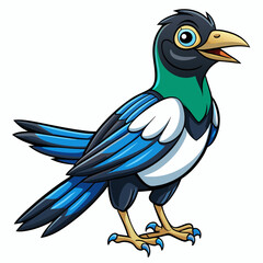 magpie bird isolated on white