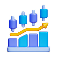 Graph, Money Saving and Wealth Investment, 3d rendering.