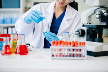 Scientists, beakers, and microscopes in cutting-edge research. Perfect for science and technology projects.