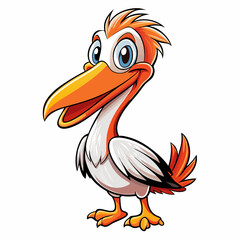 vector illustration of a cartoon pelican