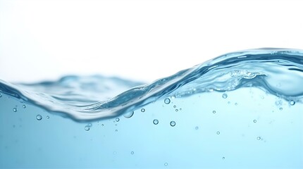 Refreshing Blue Water Waves with Bubbles Clean Liquid Surface Texture
