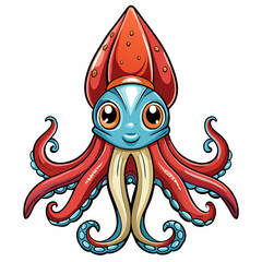 cartoon illustration of a squid