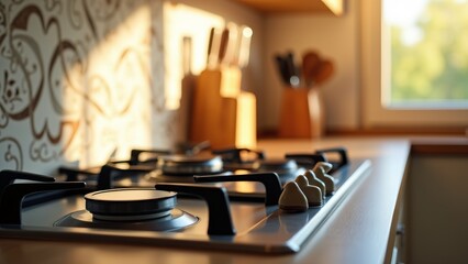 Stove Top In Bright Modern Kitchen