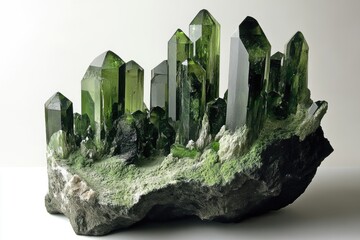 Epidote Crystal Formation: Stunning Green Silicate Mineral in Geological Specimen