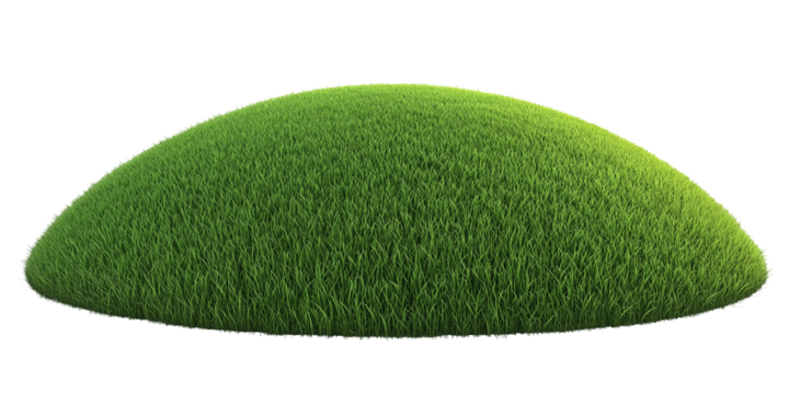 3D illustration of green grass isolated on transparent background,green grassy hills for poster banner cover design