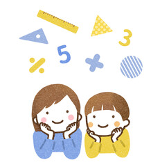 頬杖をつく子供（算数）