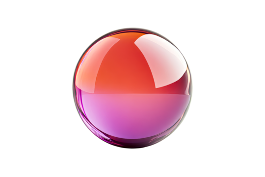 Colorful transparent sphere with gradient shades of red and purple