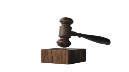 wooden gavel with block isolated on white background 