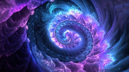 Abstract spiral formation showing a vibrant blend of purple and blue hues