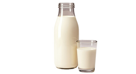 Isolated Milk Bottle and Glass